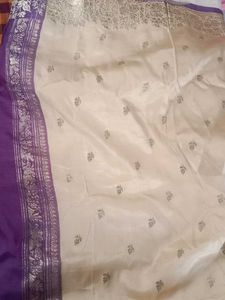 Elegant Purple &amp; Cream Saree