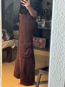Brown Wide Leg Cargo Pants Xs