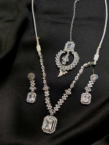 Amarican Daimond, Rectangular Stone Necklace