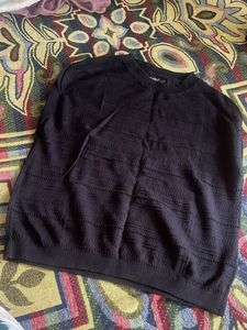 Black Textured Knit Top