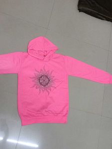Pink Embellished Hoodie