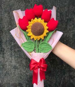 Crochet Tulip & Sunflower Bouquet