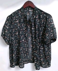 Black Floral Short Sleeve Top (Women)