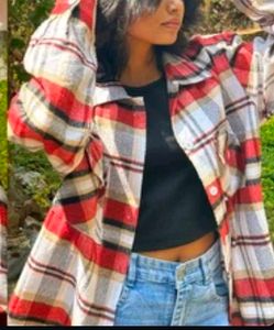 Red & White Plaid Flannel Shirt