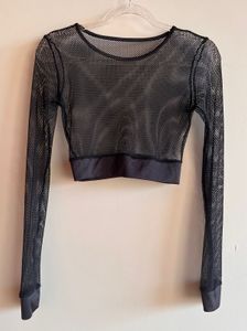 Black Mesh Long Sleeve Top