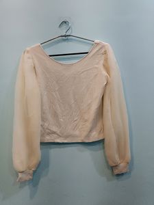 Sheer Sleeve Crop Top