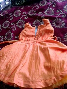 Hand-Embroidered Peach Toddler Dress