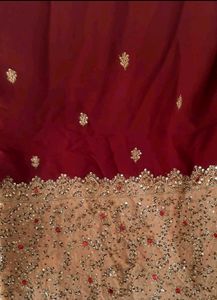 Rich Saree Embroidery Red Ruby Like Stones