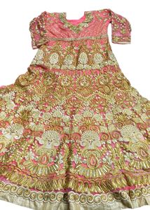 Fish Cut Type Long Frock Pink Colour
