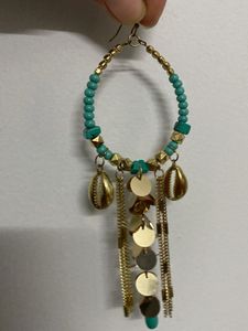 Light Weight Boho Turquoise & Gold Earrings