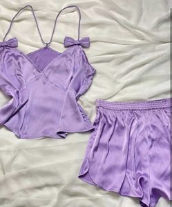 Lilac Satin Pajama Set