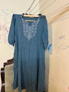 Avaasa Blue Embroidered Dress With Ethnic Bangle