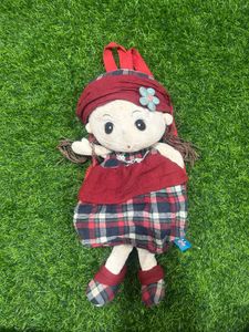 Girl's handmade cotton checked backpack