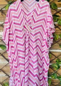 Pink Chevron Kaftan Dress