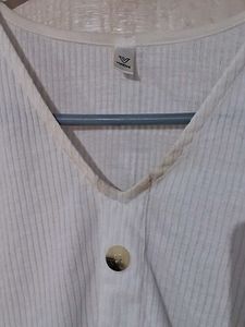 Cute White Button-Up Crop Top