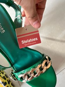 Emerald Platform Heels with Chain
