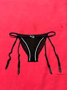 Black Lace Garter Thong – Size S