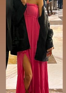Pink Tube Dress With A Slit