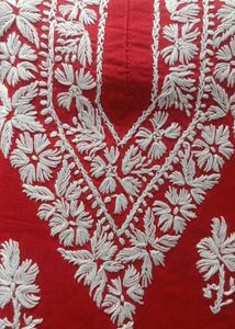 Red Embroidered Kurta