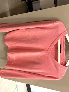 Peach V-Neck Pullover Sweater