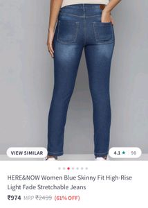 HERE&amp;NOW Brand Women Blue Skinny Fit High Rise Je