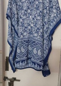 Paisley Print  Blue Kaftan Top