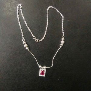 925 Pure Silver Ruby Pendant Necklace