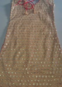 Nude and red patiyala set
