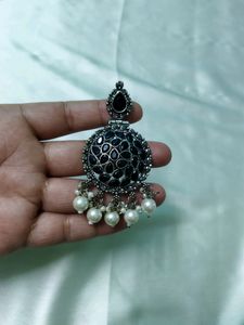 Black-silver Ethnic Earrings