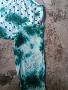 Green Tie-Dye Mirror Detail Kurti