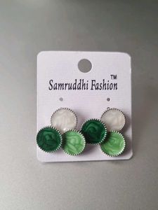 Stylish Green & White Earrings