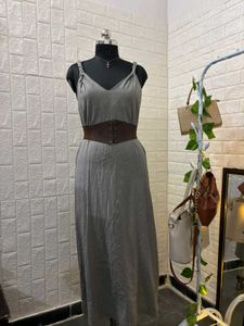 Grey Spaghetti Strap Summer Dress
