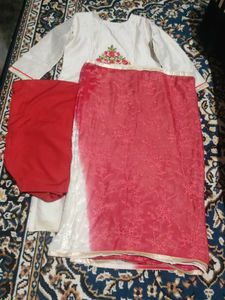 Elegant Embroidered silk suit set