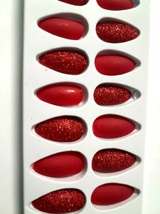 Red Glitter Press-On Nails