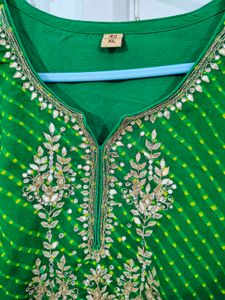 Leheriya Green Kurta