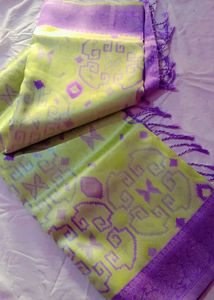 Green &amp; Purple Silk Blend Saree