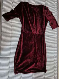 Burgundy Velvet Bodycon Dress