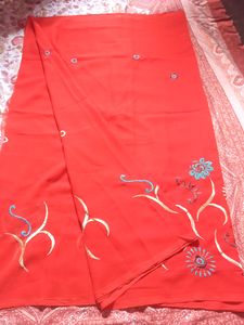 Orange Silk Saree With Blouse Piece