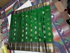 Green &amp; Grey Pure Kanchipuram Silk Saree
