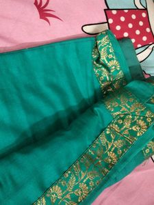 New Brocade  Border Saree With Unstitched Blouse