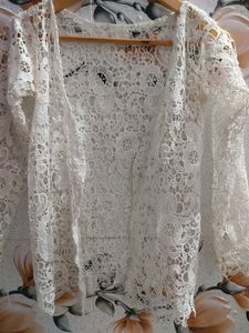 White Net Shrug Style Top For Women