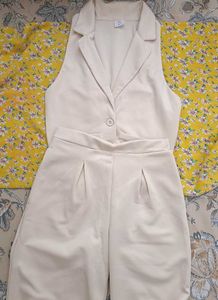 Beige Sleeveless Blazer