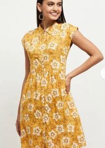 Floral  Mustard Shirt Dress - brand new💃💛