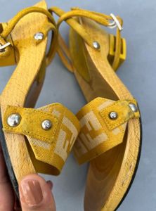 FENDI Yellow Wooden wedges