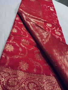 Dark Pink Dola Silk Saree With Blouse Piece