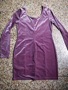 H&amp;M. Purple Velvet Mini Dress