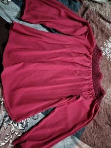 Maroon Bell Sleeve Top