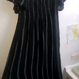 Black Flare Square Neck Dress
