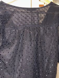 Black Polka Dot Wrap Top