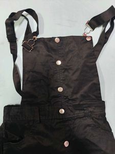 Black Dungree Button-Down Skirt